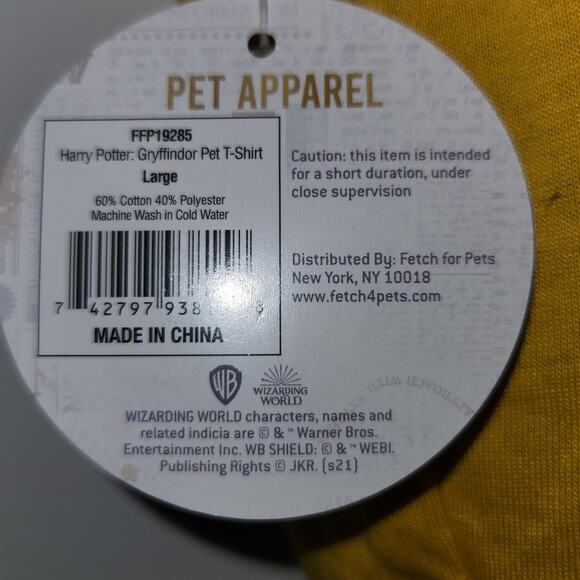 Harry Potter Gryffindor‎ Pet T Shirt Dog Cat Costume Apparel Red Gold Large - Picture 2 of 6
